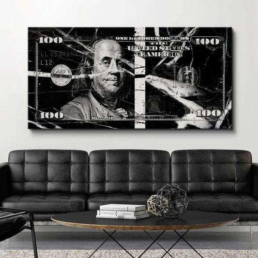 MARBLE 100$ BILL – Motivational Wall Art 1.2x0.6m
